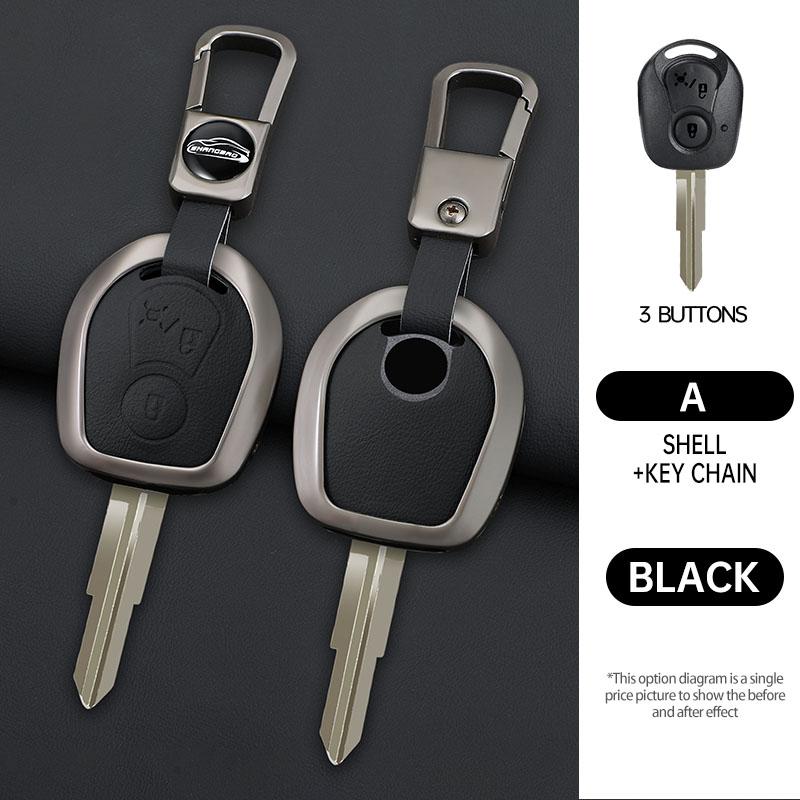 

Zinc Alloy+Leather Car Remote Car Key Case Cover Shell Fob For Ssangyong Actyon Kyron Rexton Korando Keychain Stylingaccessories