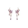 Purple flower zircon fringed ear clips without earrings, studs, women's fashion temperament, high-end mosquito coil disc earrings