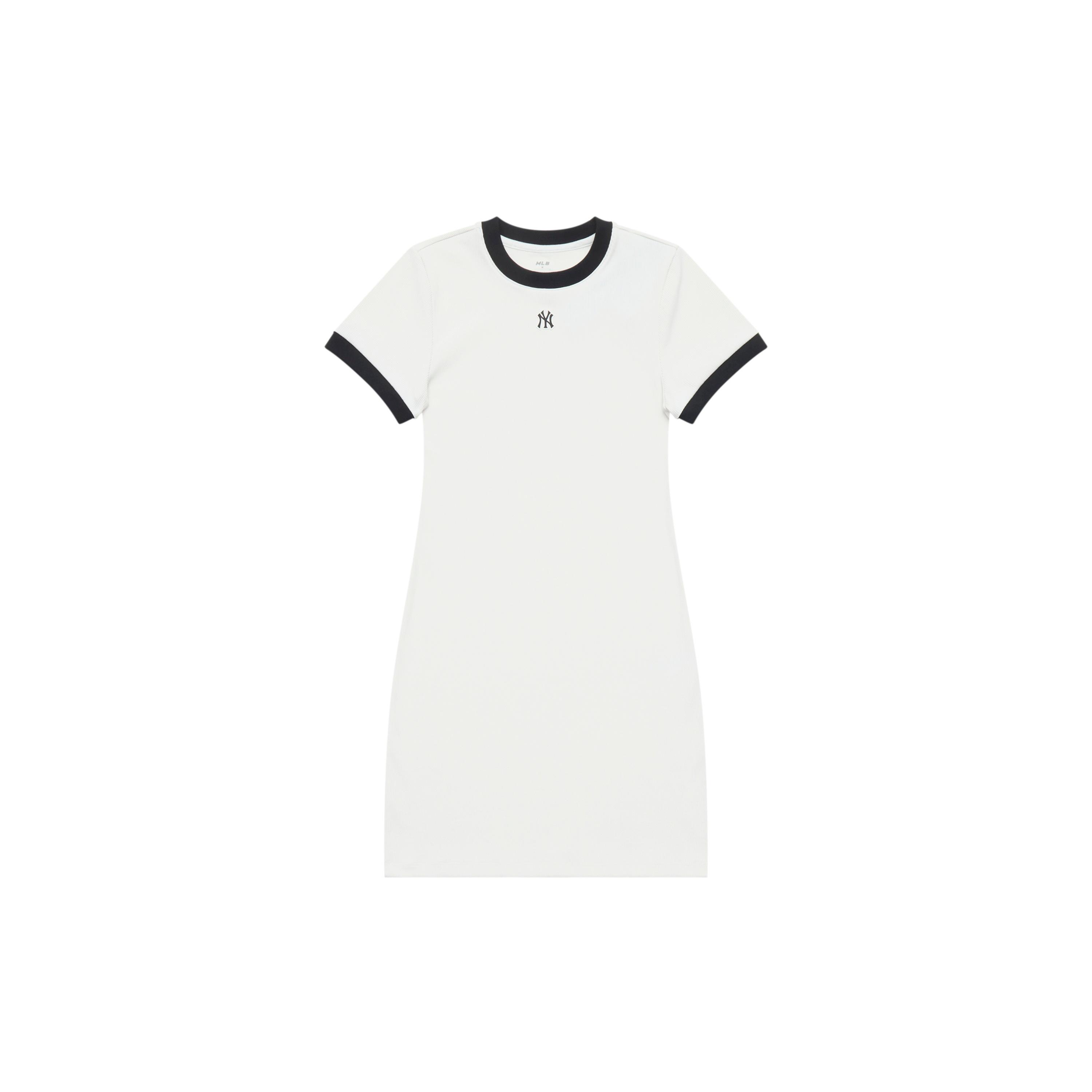 

New MLB New York Yankees Basic Collection SS25 Short Sleeved Dress Women s Ivory 3FOPB0453-50IVS XS