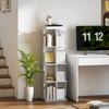 Rotating Bookshelf with 4 Levels, 16 Compartments, Easy Access, for Bedroom, Living Room, Study, Particle Board, White