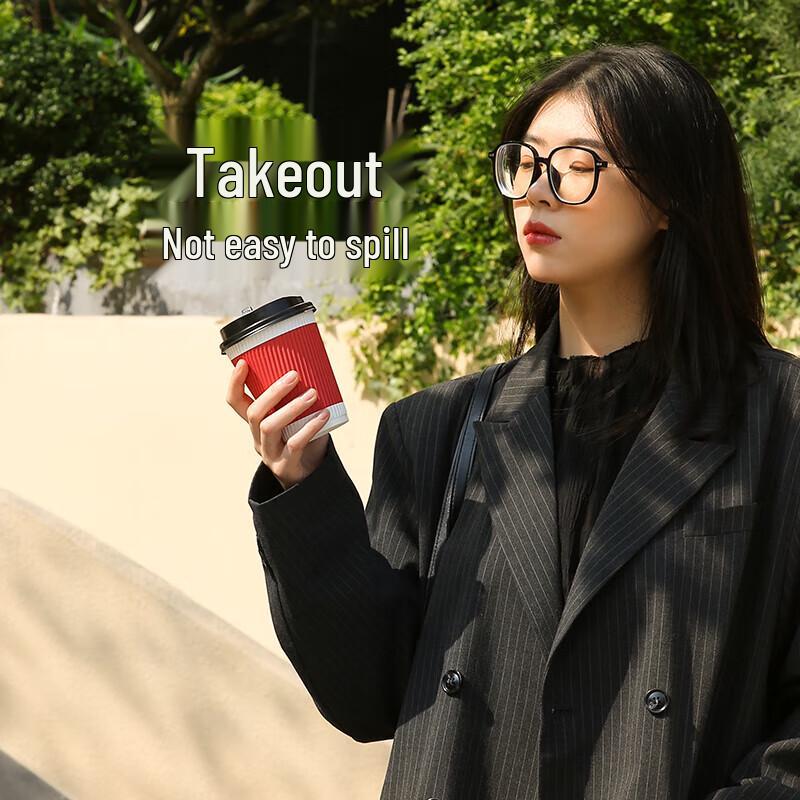 Meiliya 12oz Disposable Coffee Cups with Lids & Stirrers (40-Count)