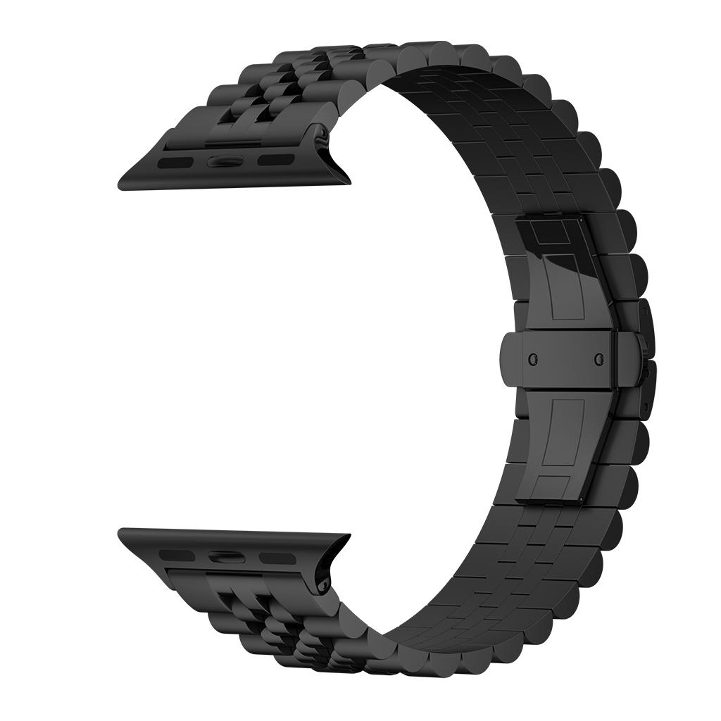 Keepwin 304 Stainless Steel Butterfly Buckle 5 Replacement Adjustable Bracelet Watch Band for Apple IWatch 9 8 Ultra 7 6 5 4 3