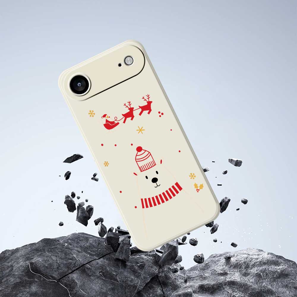 For iPhone 17 Air Case Bear Pattern Printing Straight Edge TPU Phone Back Cover