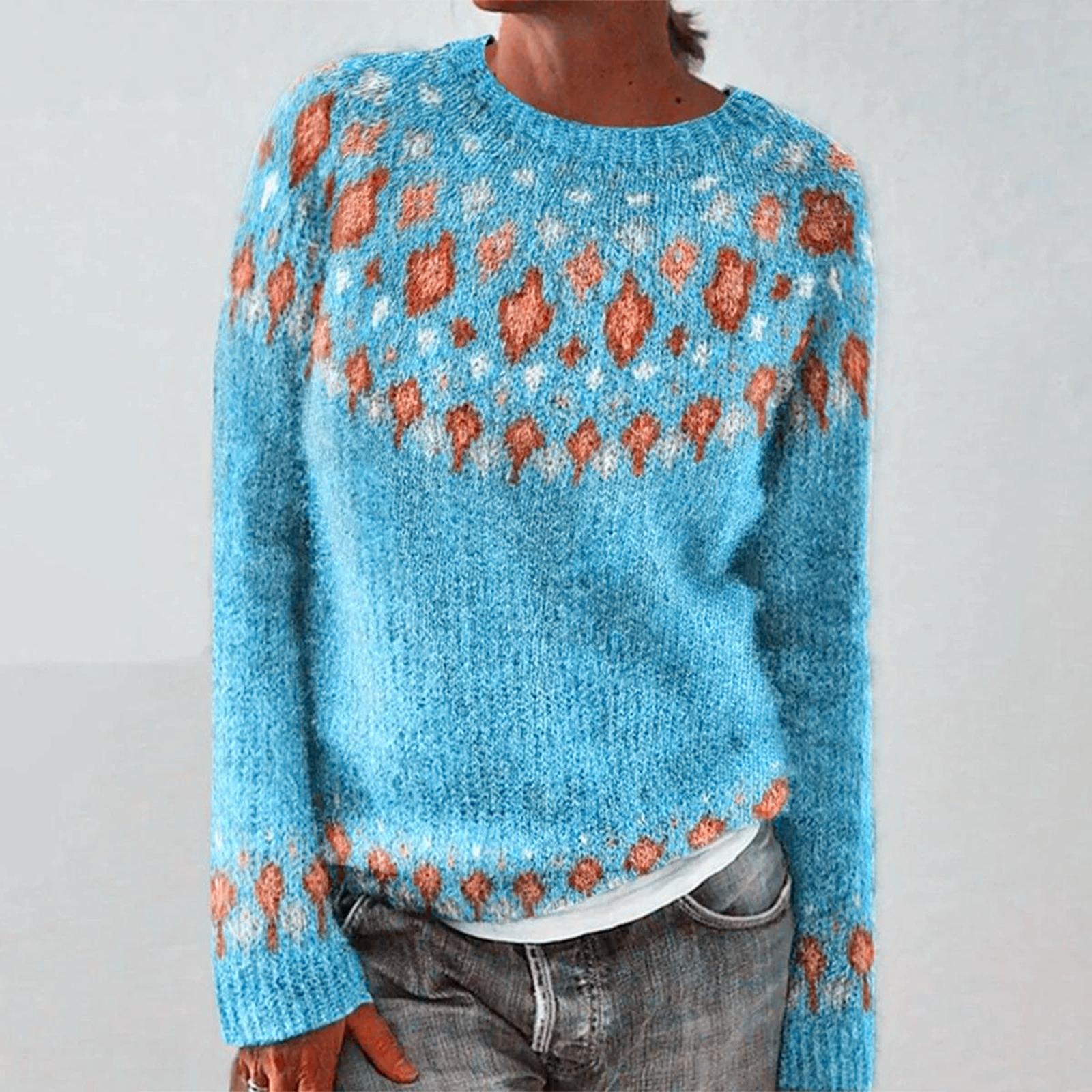 Ladies Fashion Sweater Round NeckLoose Pullover Long-sleeved Knitted Sweater XL 2889₽