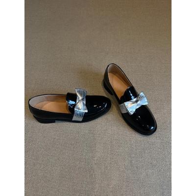 Sheepskin Version~ British Style Bow Low Heel Small Leather Shoes Women's New Leather Versatile Round Head Loafers One Pedal