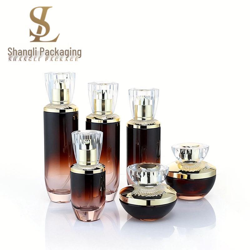 Cosmetic Glass Set: 50g Cream Jar & 150ml Travel Lotion/Toner Bottles