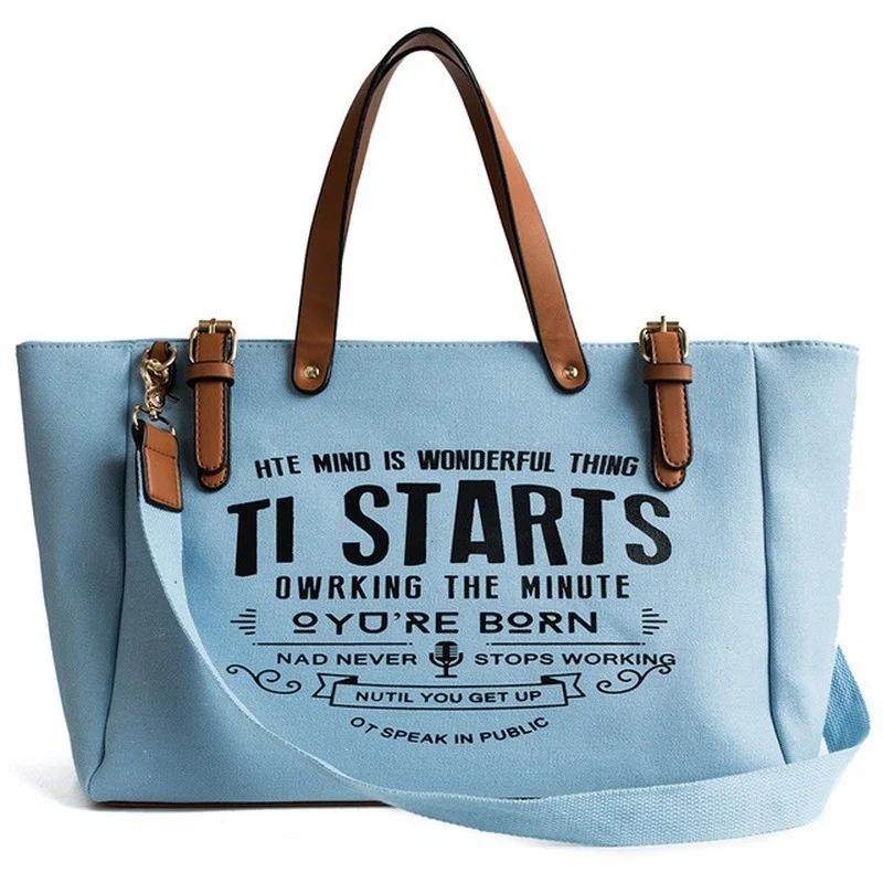 

New Korean Edition INS High Capacity Canvas Tote Bag Casual Student One Shoulder Crossbody Handbag синий