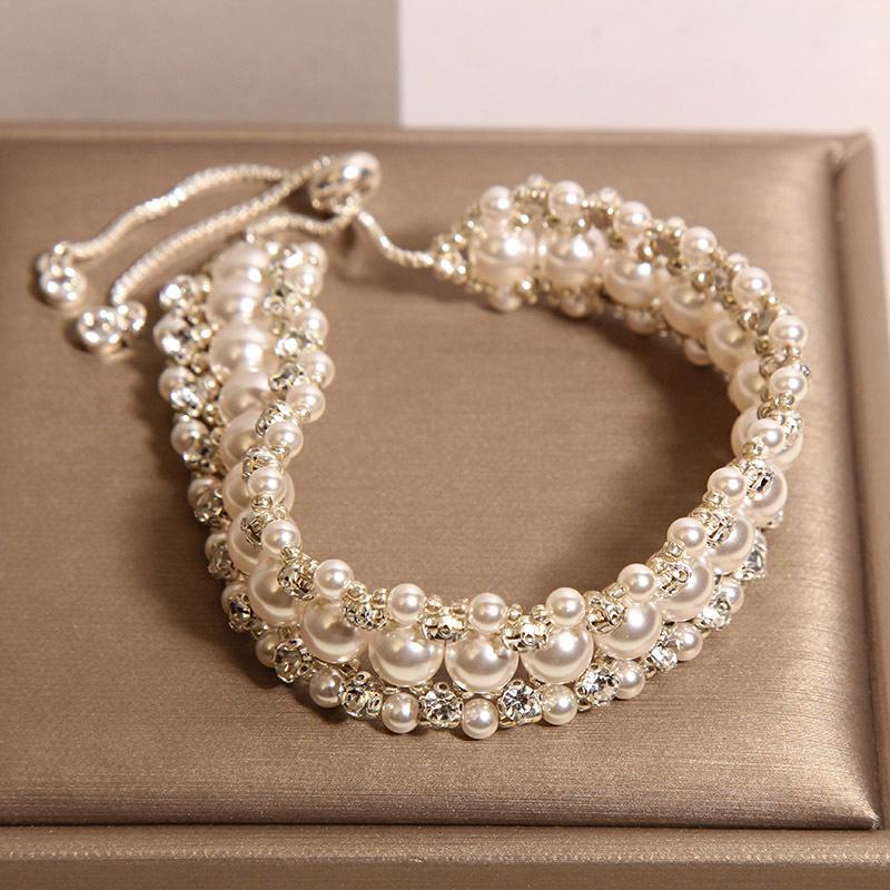 Новый китайский многослойный браслет с жемчугом и стразами, темпераментный, женская мода, легкая роскошь, высококлассный, нишевый браслет, женские украшения