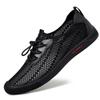 Cross-border large size 2025 summer new men's shoes, soft sole soft surface hollow shoes mesh shoes, youth outdoor casual shoes