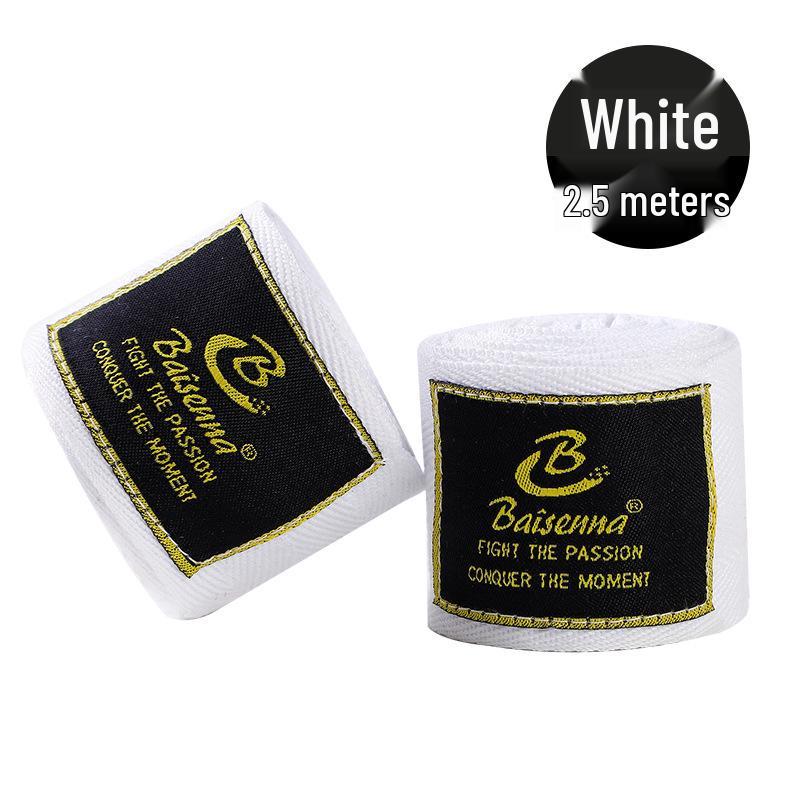 White Micro-Elastic Muay Thai Hand Wraps - 5m & 3m Black Cotton Fist Bandage for Boxing & Sanda