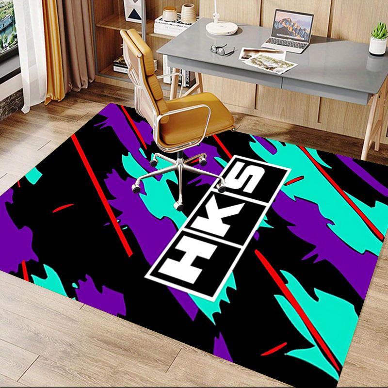 1pc HKS Home Office, Durable Polyester Floor Mat with Easy, Office Decor, Urban Style, Nonslip Backing