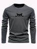 Men's Long-sleeved T-shirt for Spring and Autumn Featuring Street Fashion and Comfort with 3D Kitten Pattern Printing