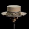 Jacquard Webbing Decorative Flat Top Wool Top Hat Versatile Pure Wool Felt Hat