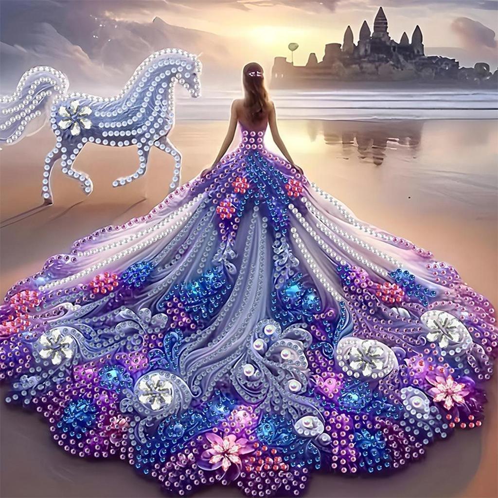 5D DIY Częściowy Specjalny Kształt Wiertła Diamentowy Zestaw Malarski Dziewczyna Dekoracja 30x30cm