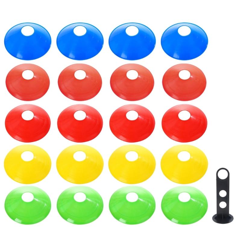 

20Pcs Soccer Disc Cones Training Sports Cones Agility Soccer Cones with Plastic Bracket for Sports Field Cones Marker 1