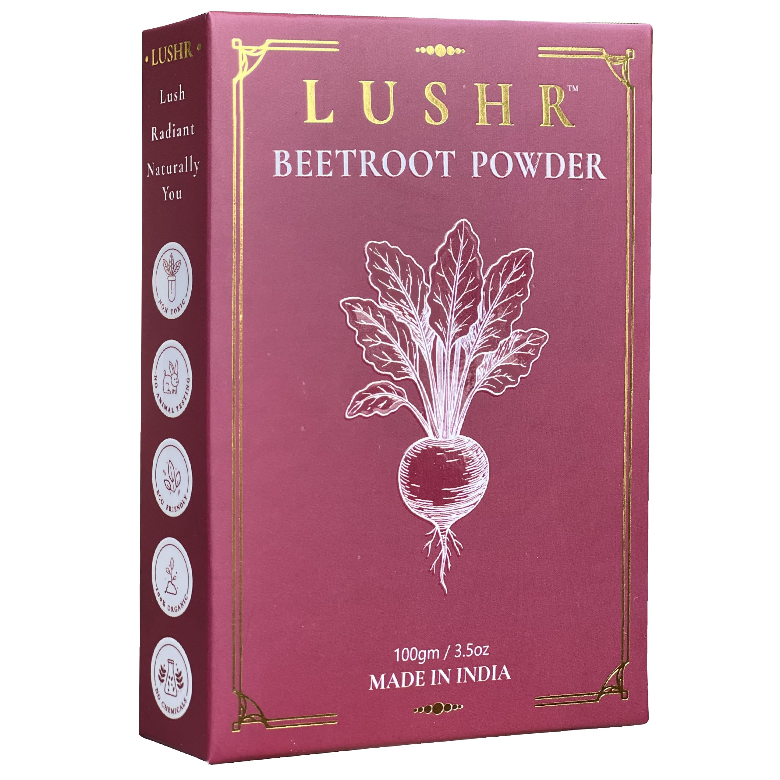 

LUSHR Порошок свеклы (100г) | 100% Чистый и Натуральный | Порошок Свеклы для Маски для Лица | Для Лица и Губ | Богат Антиоксидантами | Заряд Энергии | Fa
