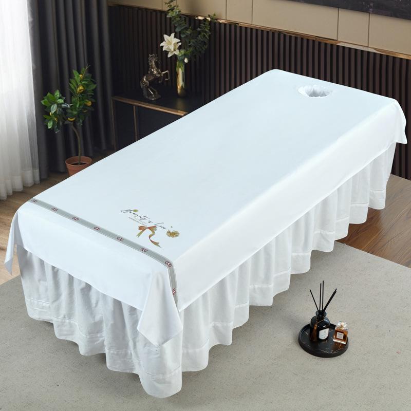 Thickened Cotton Linen Massage Bed Sheet - Solid Color