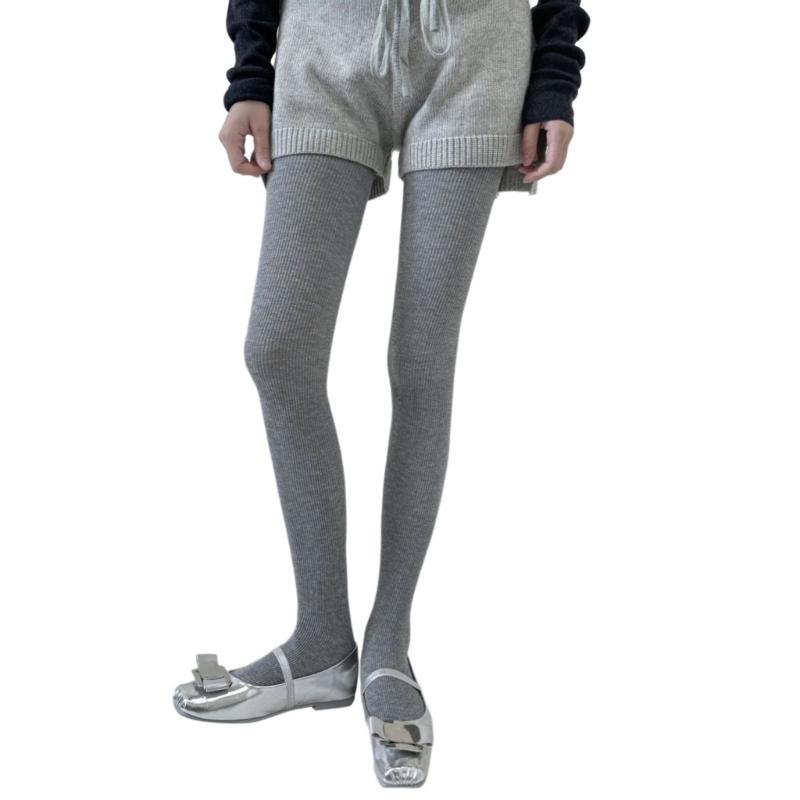 Women Winter Fall Elegant Ribbed Striped Opaque Tights Sparkly Glittering Solid Color Pantyhose Stockings Skinny Pants