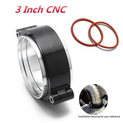 CNC hliníková výfuková V-band spona se sestavou příruby anodizovaná spona pro 3" turbo svod