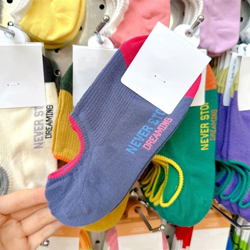 

Цветные носки с надписями, Женские модные летние тонкие носки-лодочки, Мужские и женские спортивные невидимые носки 1 pair синий/серый