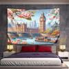 "London Scenery with Big Ben and Blossoms" Pattern Wall Hanging Tapestry Decorative Tapestry Home Decor for Bedroom and Living Room