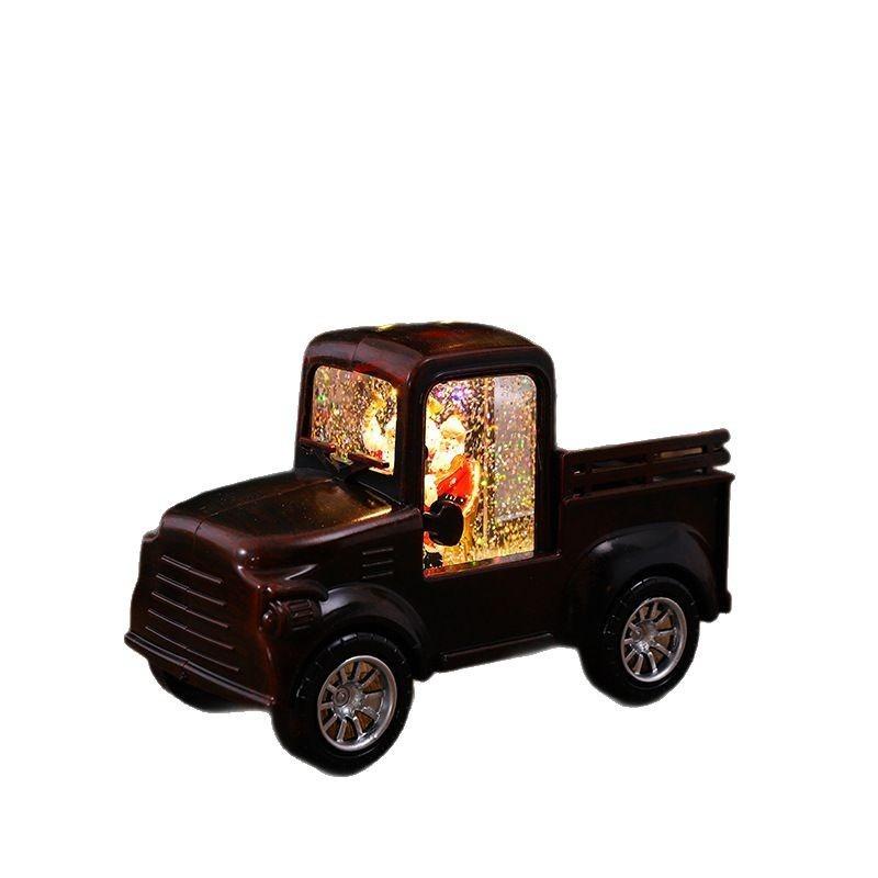 Christmas Water-filled Snow Truck Lights Car Toy Container Truck Decoration Crafts Ornaments Gifts