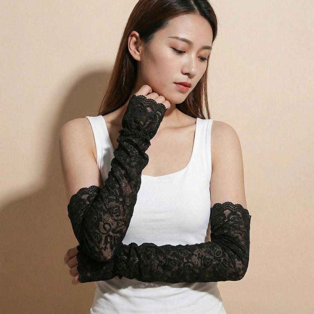 Hollow Sun Protection Sleeve Thin Sunscreen Arm Sleeve Sweet Lace Ice Silk Sleeves  Summer