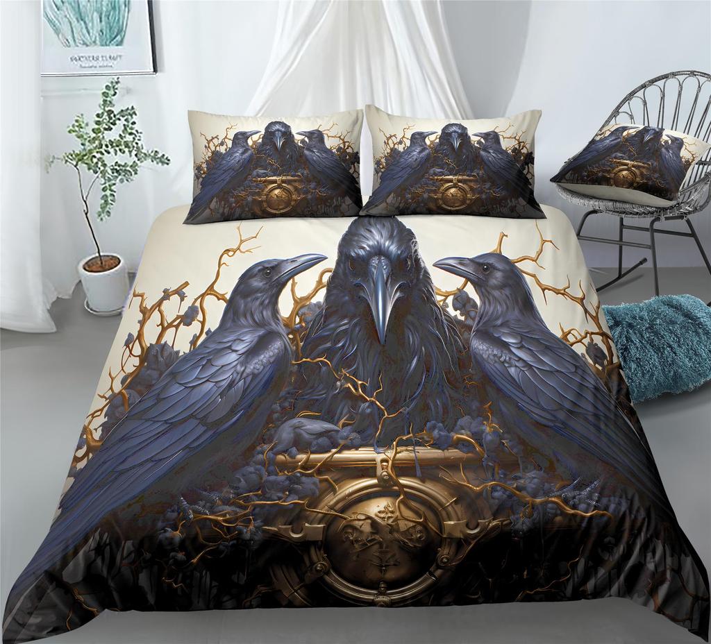 Raven Duvet Covers For Boys Men Quilt Covers Queen Size Lightweight Down Bedroom Decor 2 Pillowcases 1 Duvet Cover No Comforter
