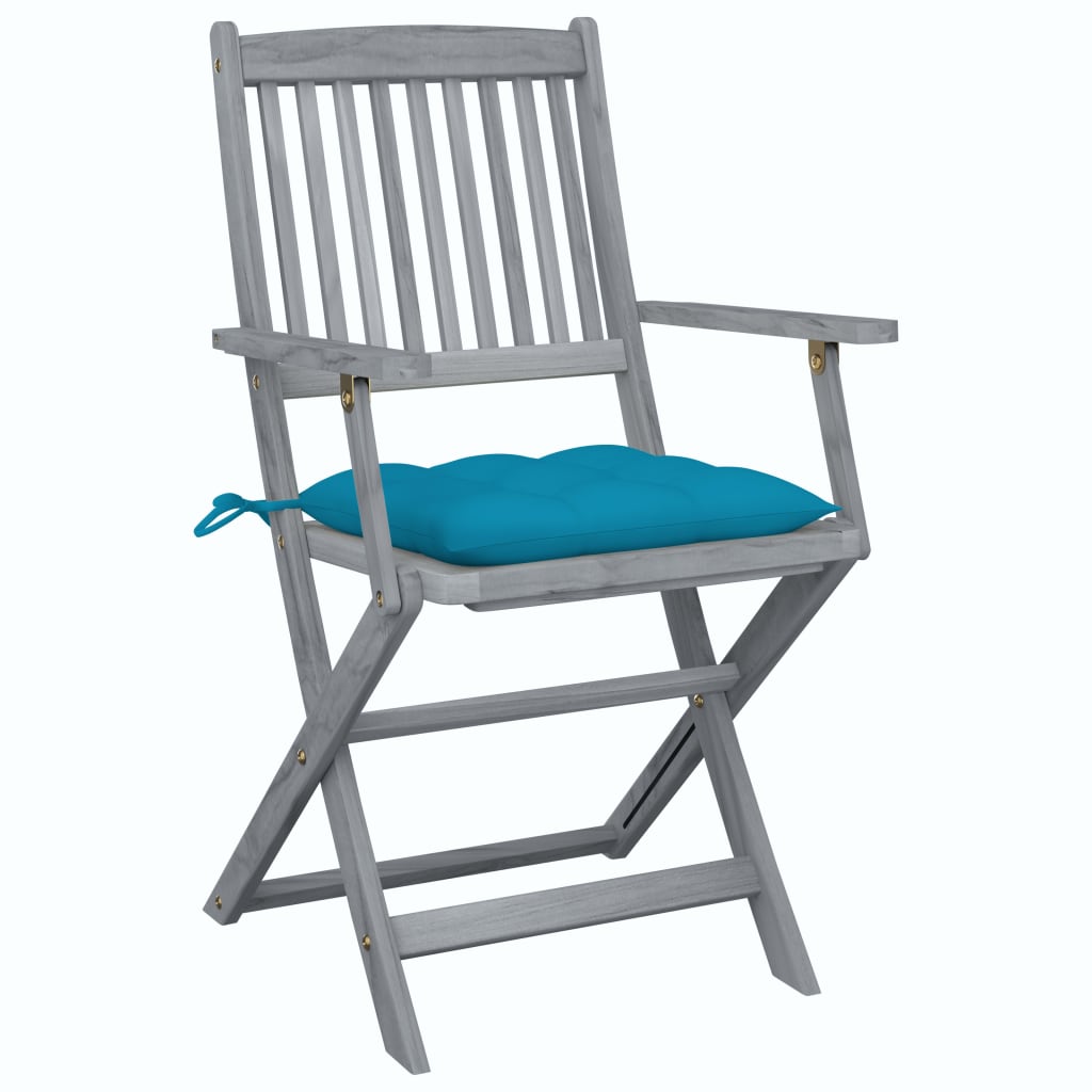 Foldable Garden Chairs 6 pcs with Cushions Solid Acacia Wood