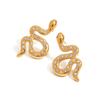 Elegant 18K Gold Snake Stud Earrings: Non-Fading Titanium Steel with Diamonds, Chic European & American Style