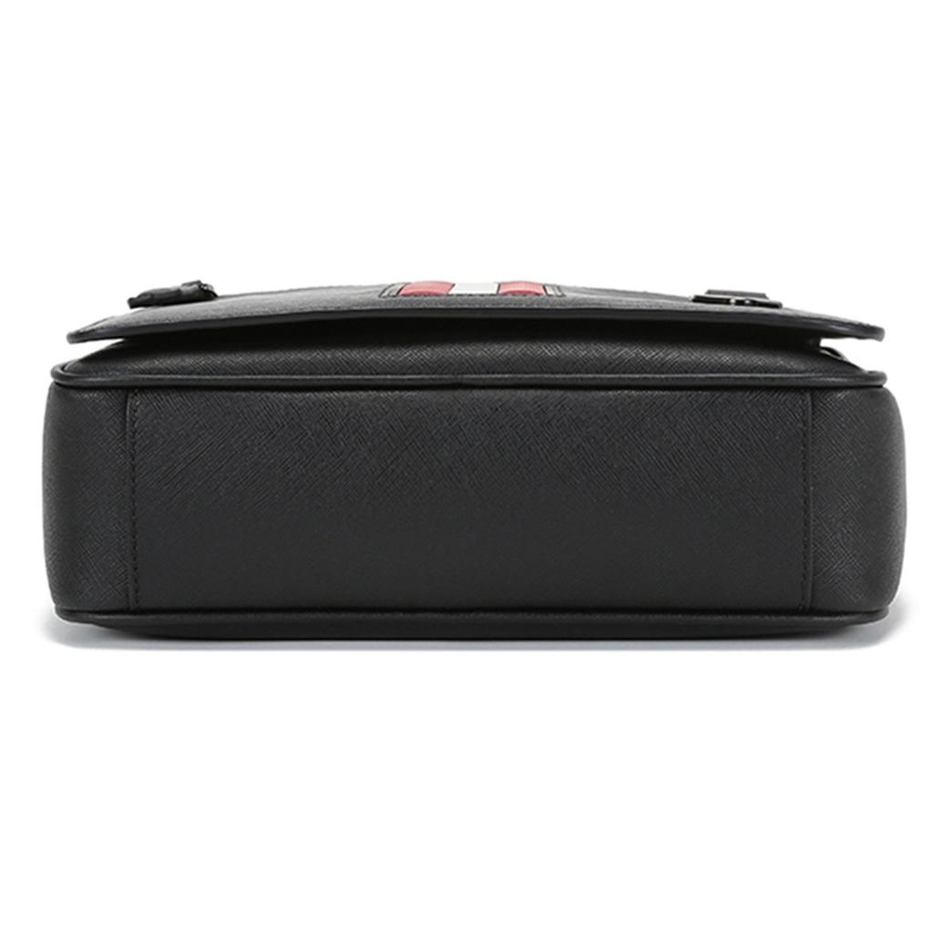 Bally Classic Leather Red And White Striped Messenger Bag Men Handbags Black MYLO-06