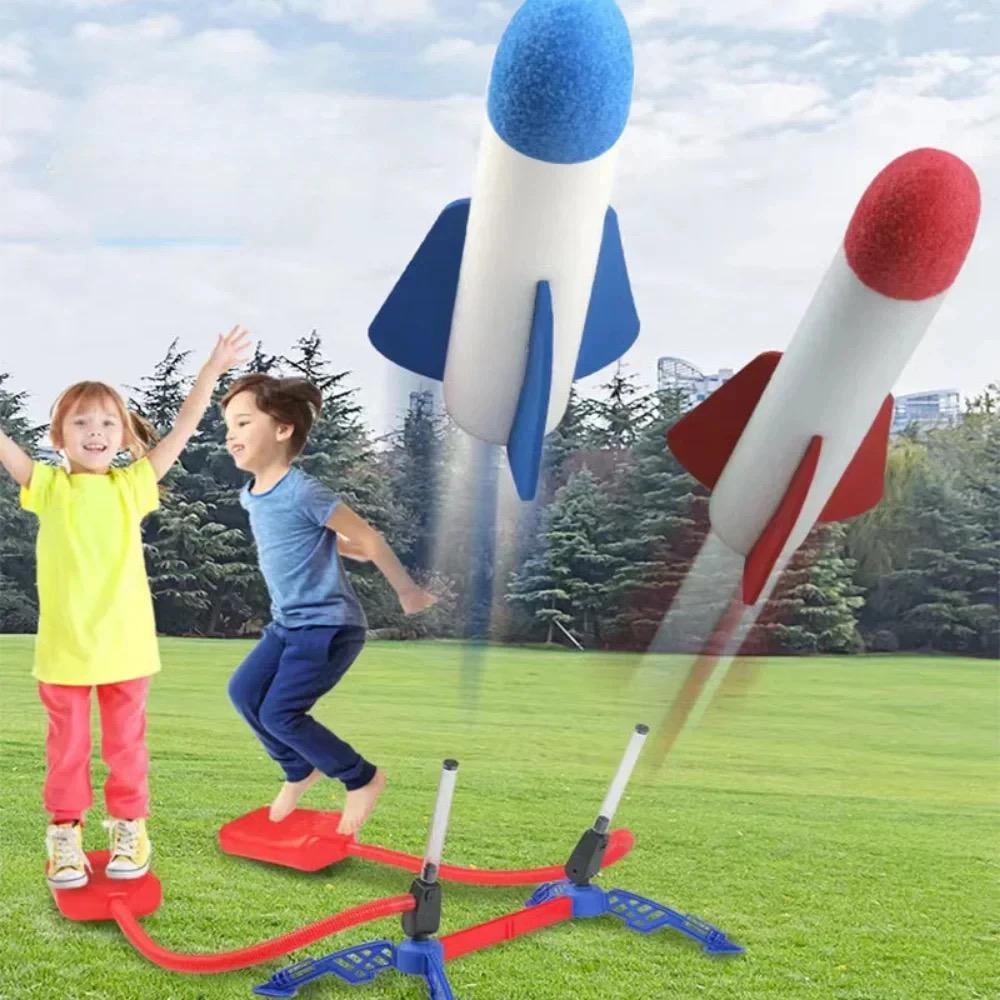 Çocuklar Açık Hava Roketi Ayak Pompası Açık Hava Hava Basınçlı Yükselen Roket Takımı Tulumlar Hava ile Çalışan Roket Fırlatıcı Oyunu Çocuk Oyuncak Hediyeleri
