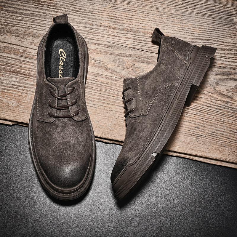 

Spring and autumn new outdoor casual tooling men s leather shoes genuine leather pigskin Brock versatile men s shoes 38 сірий колір