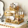 1Pc Varnished Metal Cosmetic Organizer Lightweight No-Installation Makeup Storage Rack Modern Vanity Countertop Shelf