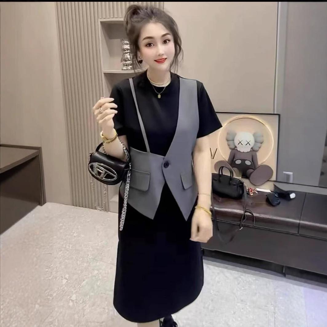 

Women s Trendy Summer Slimming Patchwork Midi Dress Extra Large