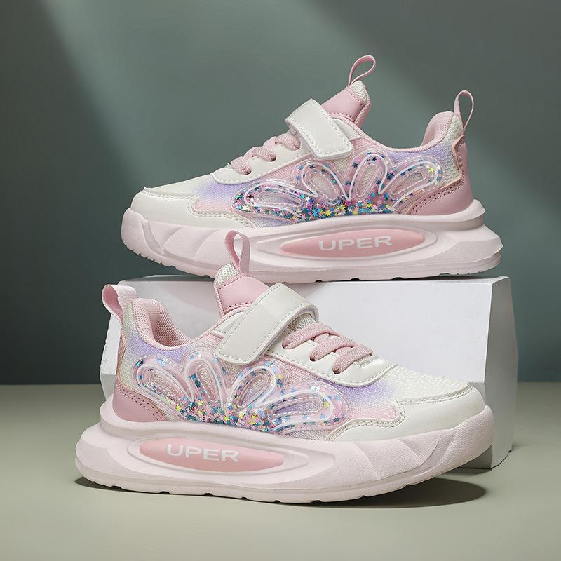 

Girls sports shoes 2025 new mesh breathable and lightweight children s casual shoes Velcro primary school sports shoes 28