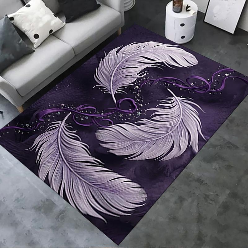 2025 New Purple feathers Carpet Rug for Living Room Bedroom Home Sofa Decoration,Kids play Non-slip Floor Mat