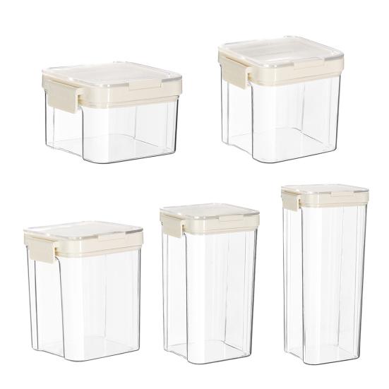 Vzduchotěsná nádoba na potraviny s víkem Plastová Stohovatelná Průhledná Organizér do spíže na Cereálie Svačinu Mouku Cukr Kávu Špagety