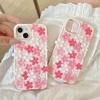 For iPhone 15 Silicone Case 3D Cherry Blossom Pattern Shockproof Phone Cover