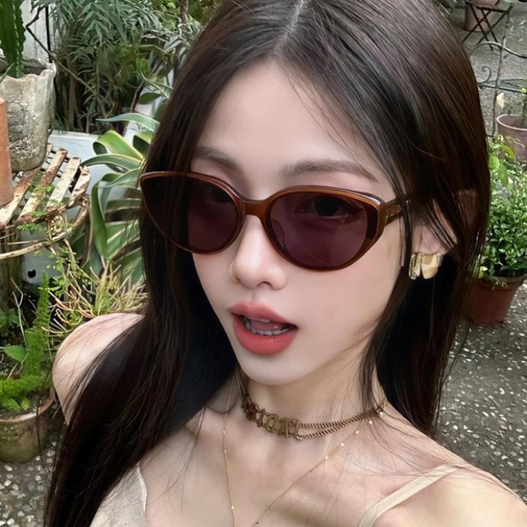 New Chestnut Cat's Eye Retro Sunglasses Women's Advanced Ultra-light Sunglasses Metal Hinge Men's Sunglasses Women's Sunglasses