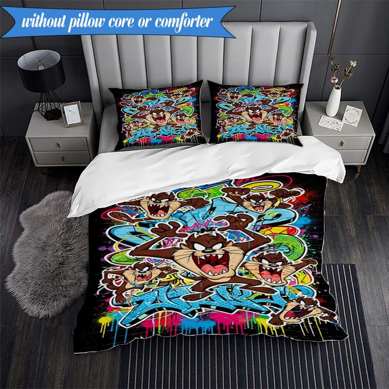 3PCS Tazma-nian Artwork Bedding Set,Including 1pc Duvet Cover And 2pcs Pillowcases Perfect for Bedroom, Dormitory, Fan Christmas gift
