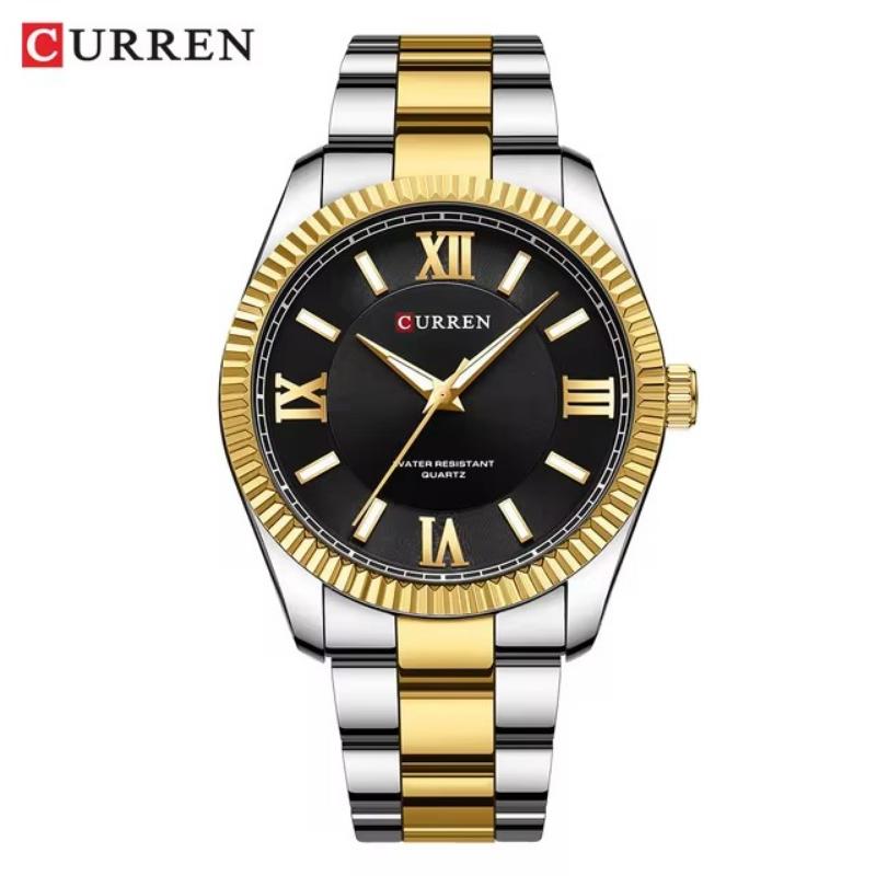 Men's Quartz Watches Fashion Elegant Simple Gold Silvery White Clock Stainless Steel Strap Wristwatch