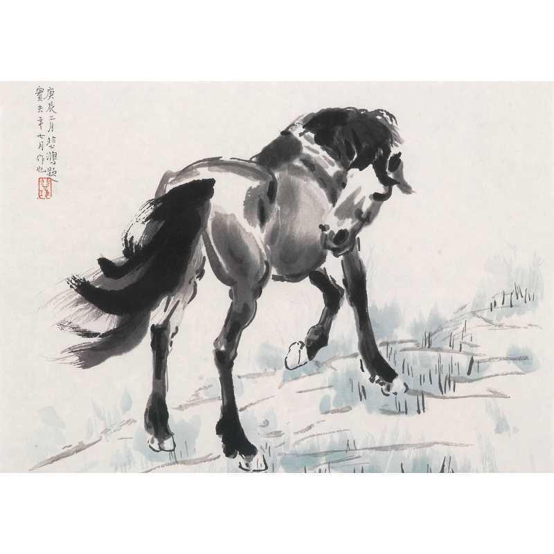 Free Shipping Ink Wash Galloping Horse Poster - Home Decoration Wall Hanging Mural for Dorm, Tea House, Study, or Living Room.