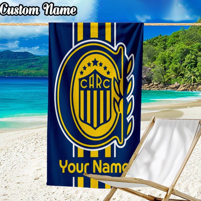 Custom Name Atlético Rosario Central Beach Towel - Soft, Ultra-Absorbent Microfiber, Lightweight, Perfect for Beach, Parties, Travel, Camping