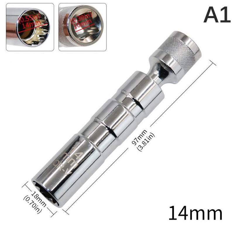 3/8"Spark Plug Socket Wrench Universal Joint Magnetic Spark Plug Sleeve Flexible Removal Tool 14Mm 16Mm Drive Cr-V 12-Point