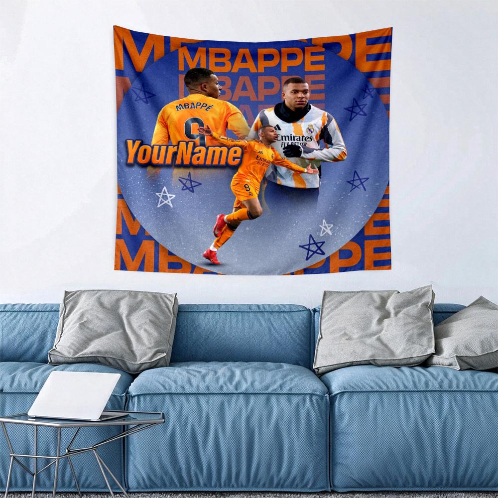 Mbappe Custom Your Name Wall Decor Tapestry Art For Pet Memorial Birthday Wedding Party Backdrop Family Gift