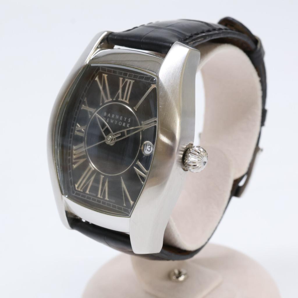 BARNEYS NEWYORK ETA2824-2 Date See-through Back Mechanical Automatic Watches Silver / BlackUsed