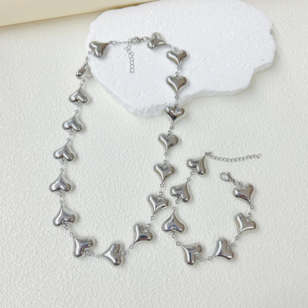 

Набор из ожерелья и браслета из нержавеющей стали с трехмерной полой звездой, крестом любви, снежинкой, четырехлистным клевером для повседневной носки 40cm -5cm