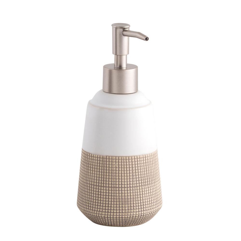 Soap Dispenser 465 Ml AWD INTERIOR Isana 1438 White Beige Stoneware