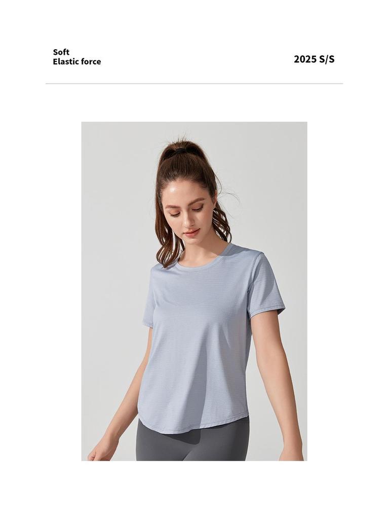 Women's Cross-Border Yoga T-Shirt - Lightweight, Breathable, Short Sleeve, Hollow Back, Perfect for Dance, Fitness, Running.